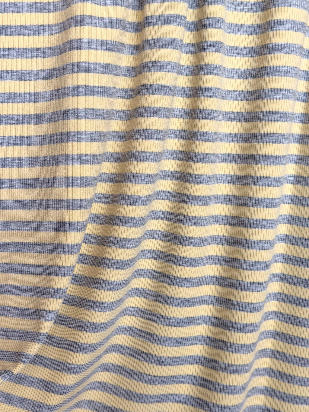 (2x2 COTTON FEEL RIB) HEATHER GRAY STRIPES ON BUTTER YELLOW