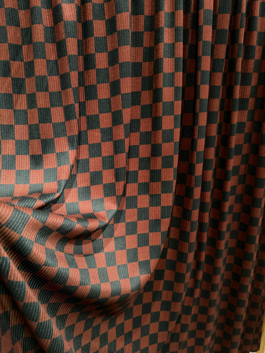 (4X2 YUMMY RIB) BROWN AND BLACK CHECKERED