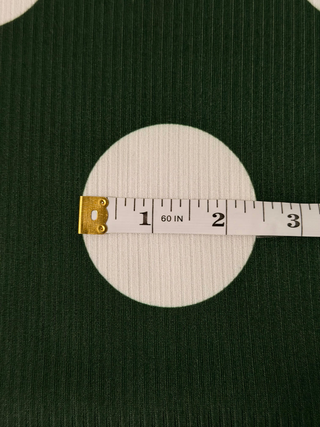(4X2 YUMMY RIB) BIG OFF WHITE POLKA DOTS ON EVERGREEN