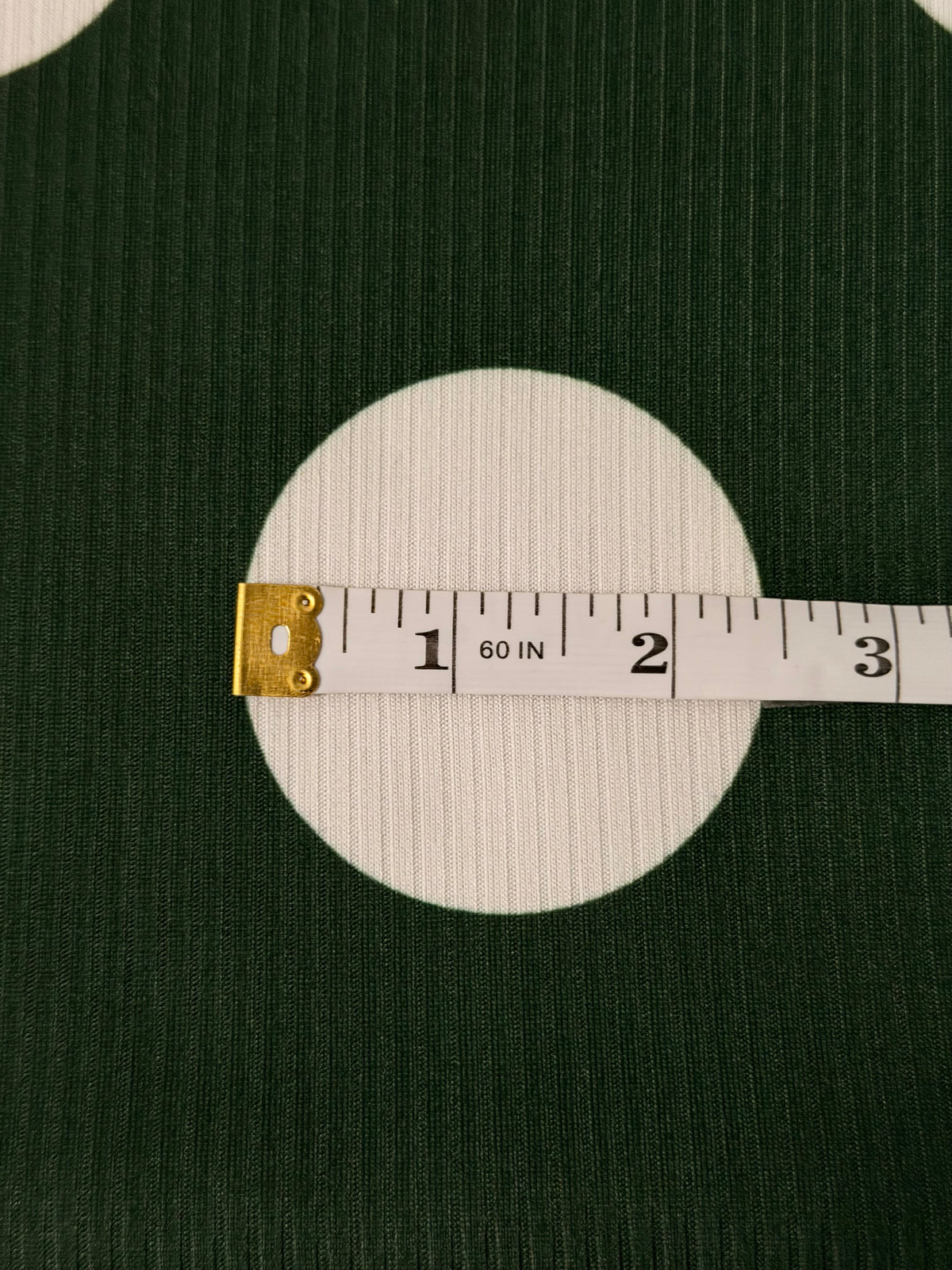(4X2 YUMMY RIB) BIG OFF WHITE POLKA DOTS ON EVERGREEN