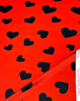 (4X2 YUMMY RIB) BLACK HEARTS ON RED