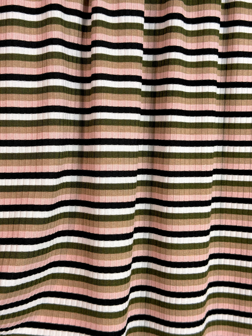 (4X2 RIB) LIGHT PINK,OLIVE,TAN,WHITE AND BLACK STRIPES
