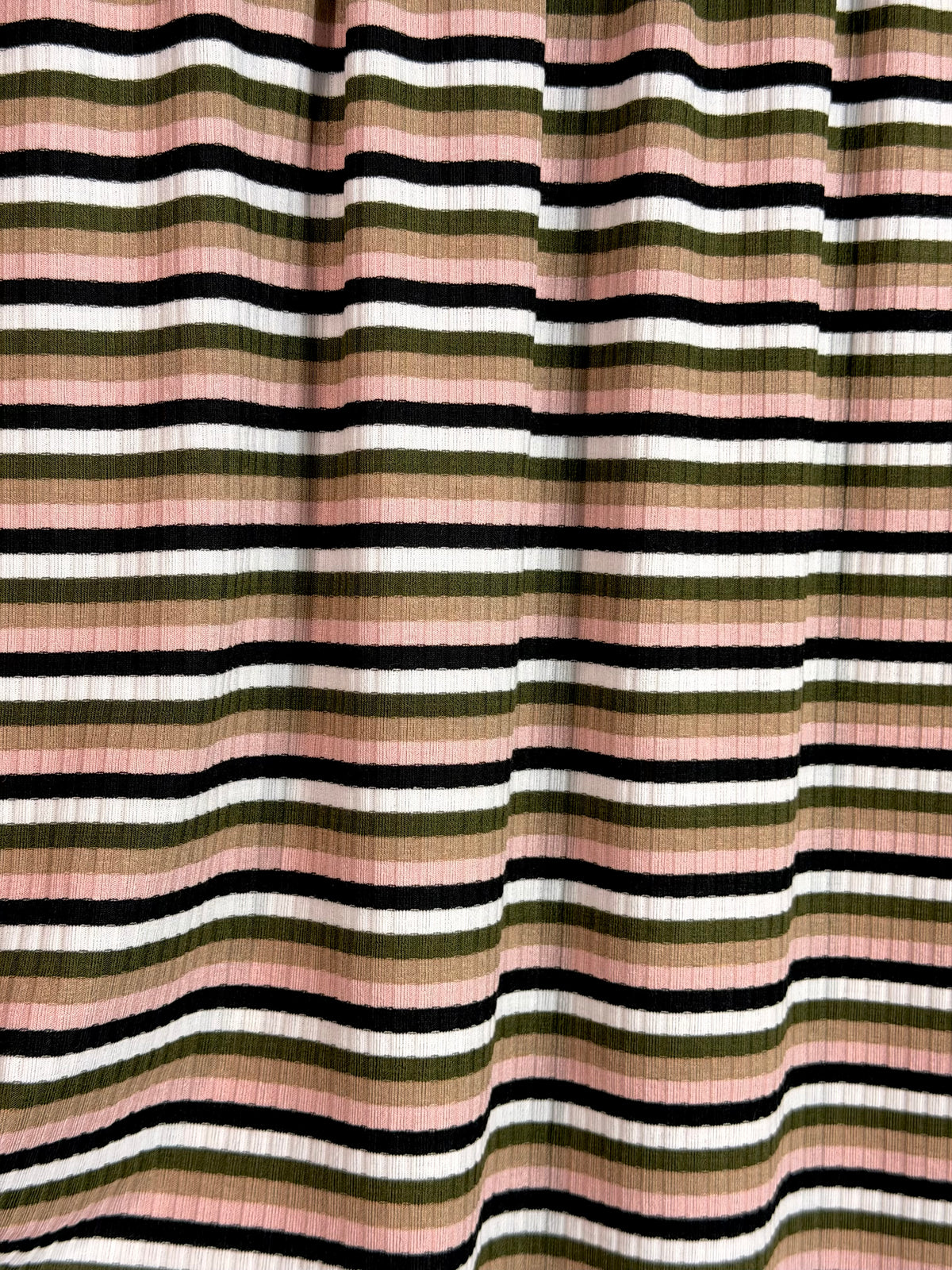 (4X2 RIB) LIGHT PINK,OLIVE,TAN,WHITE AND BLACK STRIPES