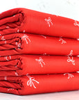 (4X2 RIB) OFF WHITE BOWS ON RED