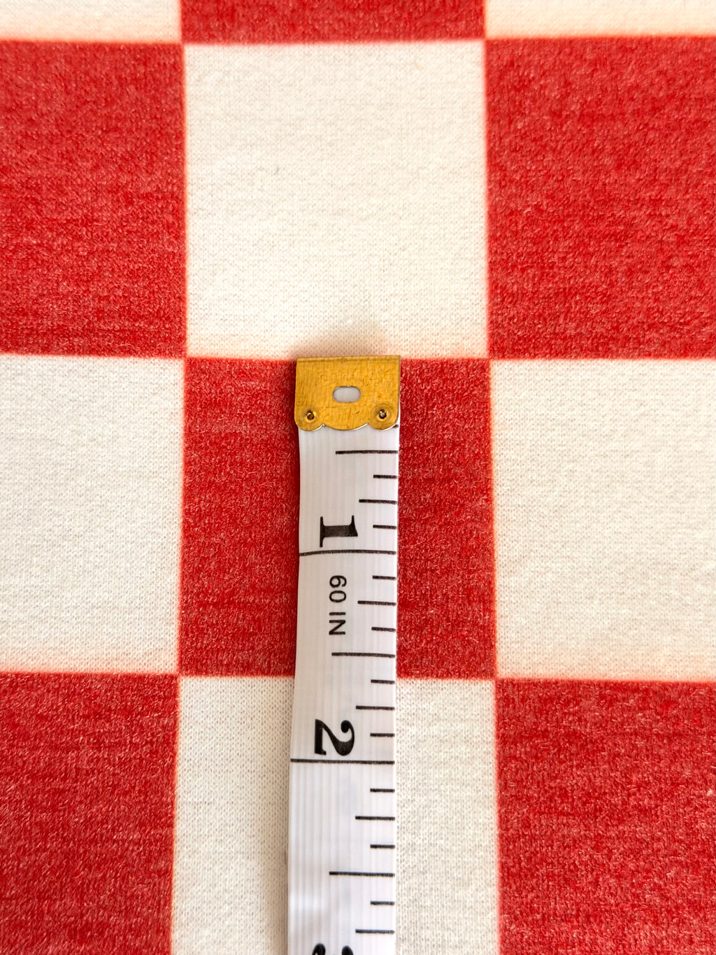 (FRENCH TERRY BRUSHED) NEW RED AND OFF WHITE MEDIUM CHECKERED