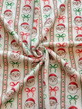 (BRUSHED SWEATER KNIT) SANTA CLAUS WITH BOWS PATTERN ON OFF WHITE