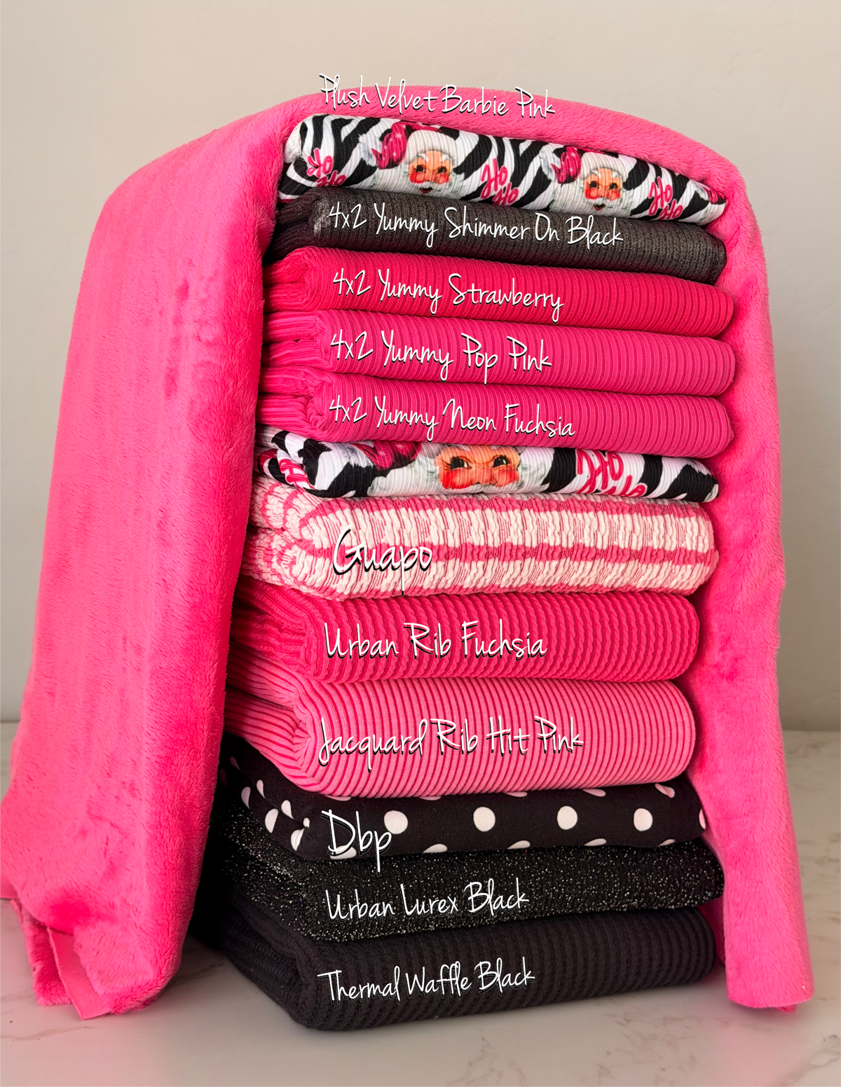 (4X2 YUMMY RIB) BIG PINK SANTA ON ZEBRA PRINT