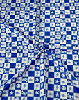 (FRENCH TERRY) ROYAL BLUE GAMER AND HAPPY FACES CHECKERED PRINT