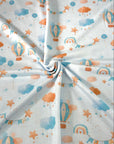 (FRENCH TERRY) HOT AIR BALLOONS AND CLOUDS ON LIGHT BLUE