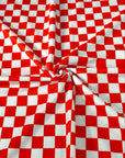 (FRENCH TERRY) RED AND OFF WHITE CHECKERED