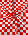 (FRENCH TERRY) RED AND OFF WHITE CHECKERED