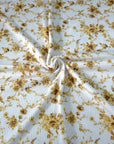 (BELLA RIB) VINTAGE GOLD FLOWERS ON OFF WHITE