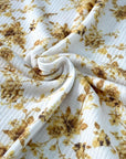 (BELLA RIB) VINTAGE GOLD FLOWERS ON OFF WHITE