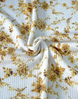 (BELLA RIB) VINTAGE GOLD FLOWERS ON OFF WHITE