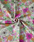 (THERMAL) PINK, YELLOW, GREEN, AND ORANGE FLOWERS ON OFF WHITE