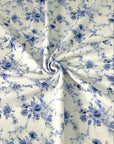 (THERMAL) VINTAGE BLUE FLOWERS ON OFF WHITE