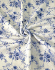 (THERMAL) VINTAGE BLUE FLOWERS ON OFF WHITE