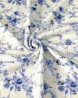 (THERMAL) VINTAGE BLUE FLOWERS ON OFF WHITE