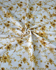 (THERMAL) VINTAGE GOLD FLOWERS ON OFF WHITE