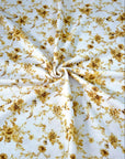 (THERMAL) VINTAGE GOLD FLOWERS ON OFF WHITE