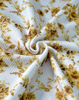 (THERMAL) VINTAGE GOLD FLOWERS ON OFF WHITE