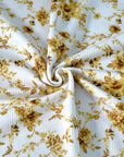 (THERMAL) VINTAGE GOLD FLOWERS ON OFF WHITE