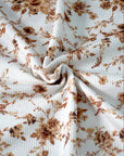 (THERMAL) VINTAGE BROWN FLOWERS ON OFF WHITE