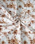 (THERMAL) VINTAGE BROWN FLOWERS ON OFF WHITE