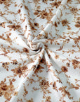 (THERMAL) VINTAGE BROWN FLOWERS ON OFF WHITE