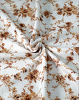 (THERMAL) VINTAGE BROWN FLOWERS ON OFF WHITE