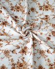 (THERMAL) VINTAGE BROWN FLOWERS ON OFF WHITE