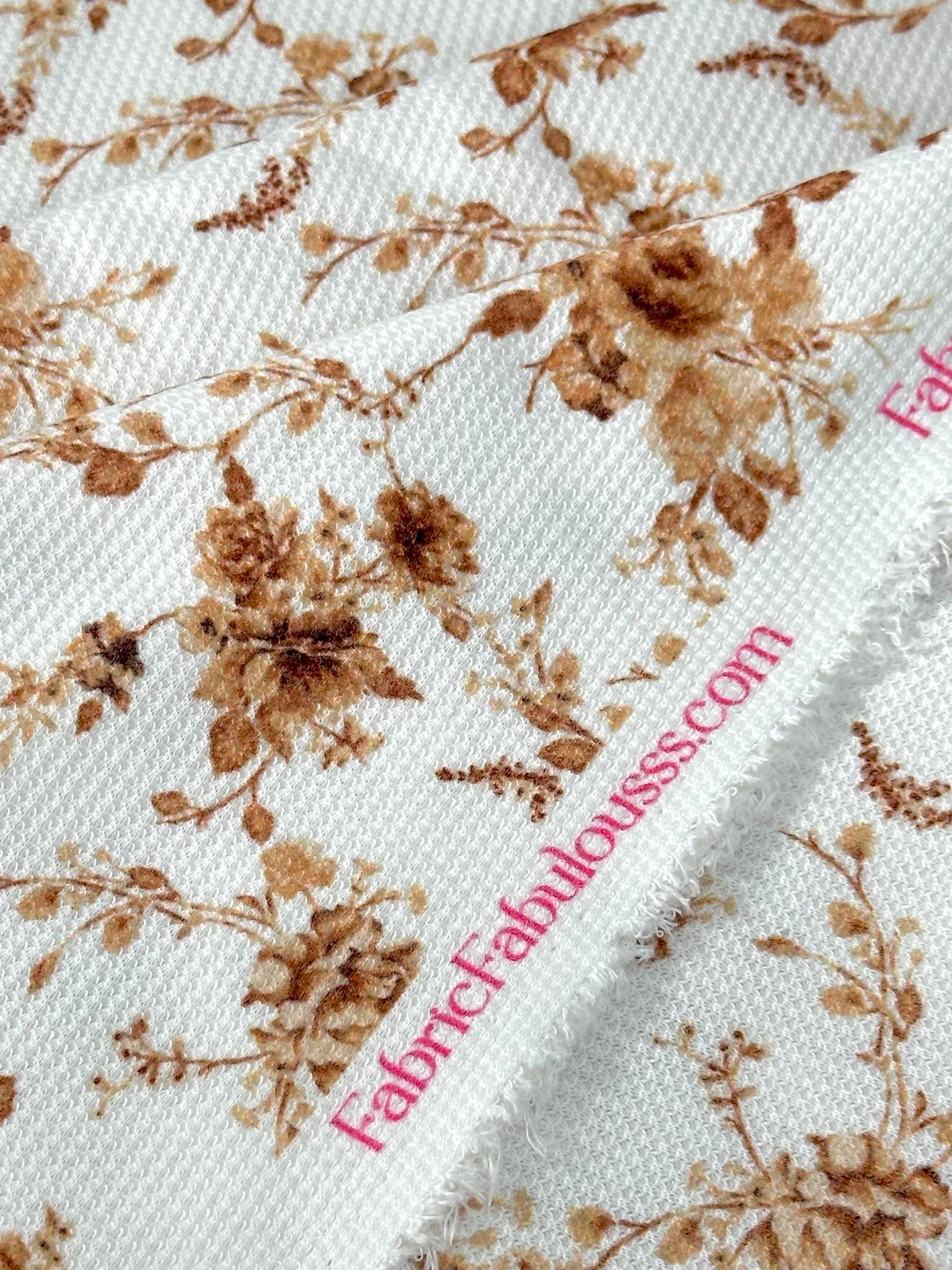 (THERMAL) VINTAGE BROWN FLOWERS ON OFF WHITE