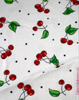 (DBP) CHERRIES AND BLACK DOTS ON OFF WHITE