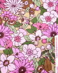 (YUMMY RIB) PINK AND BROWN FLOWERS ON TAUPE