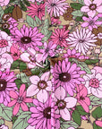 (YUMMY RIB) PINK AND BROWN FLOWERS ON TAUPE