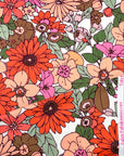 (YUMMY RIB) PEACH, FALL ORANGE, AND PINK FLOWERS ON OFF WHITE (1)