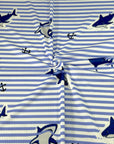 (YUMMY RIB) SHARKS AND BLUE STRIPES ON OFF WHITE