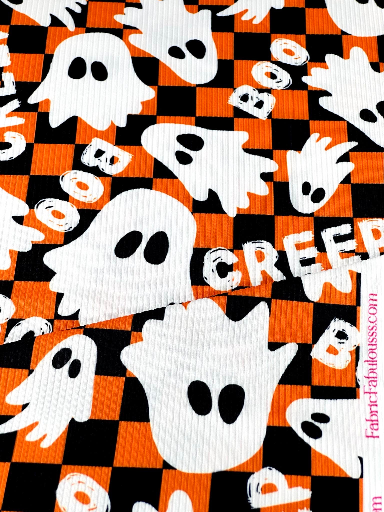 (YUMMY RIB) GHOST ON ORANGE AND BLACK CHECKERED PRINT