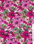 (YUMMY RIB) MAGENTA, PINK AND GREEN FLOWERS ON OFF WHITE