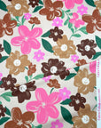 (YUMMY RIB) PINK AND BROWN PAINTED FLOWERS ON TAN