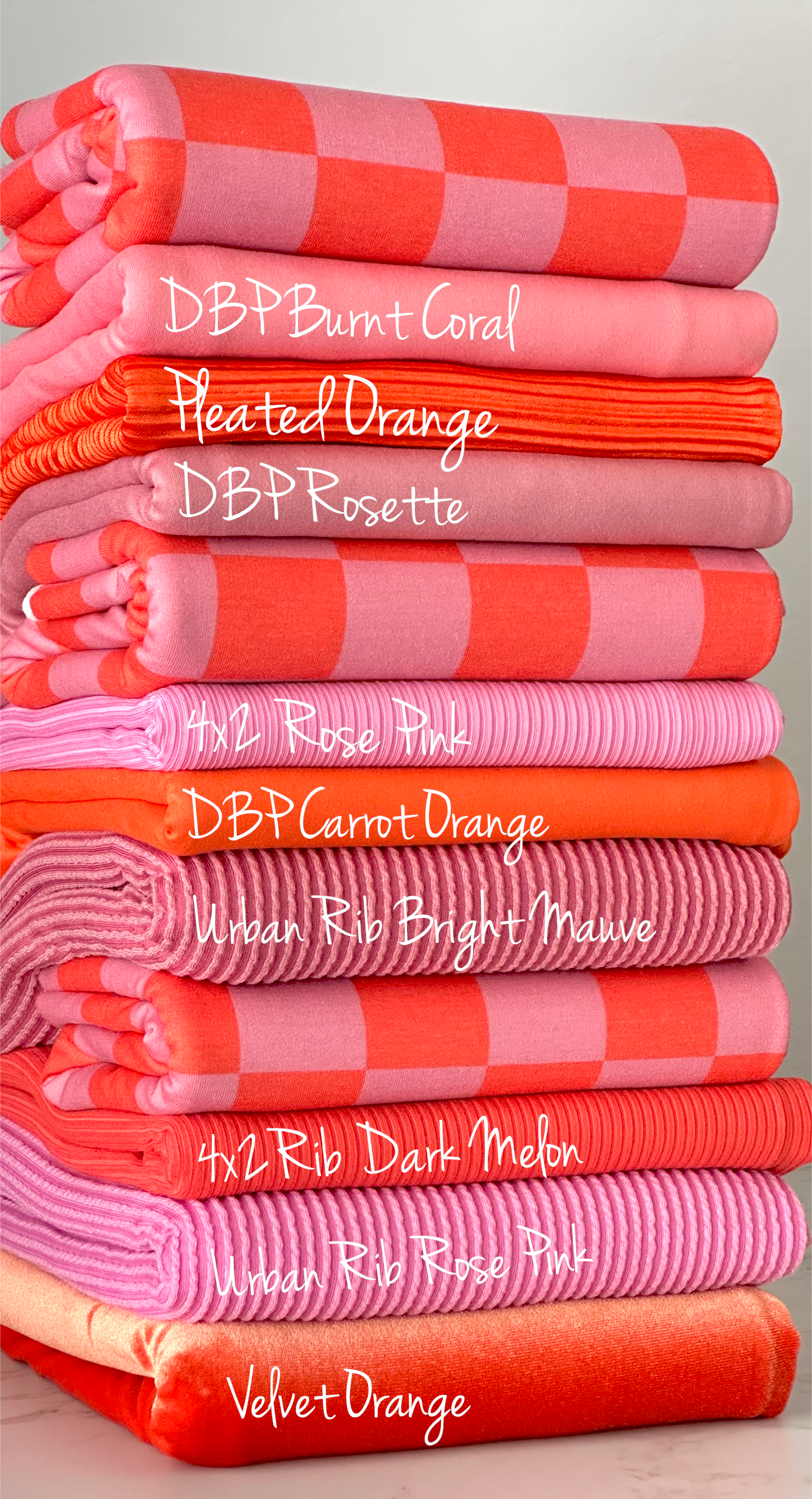 (FRENCH TERRY) ORANGE AND PINK CHECKERED
