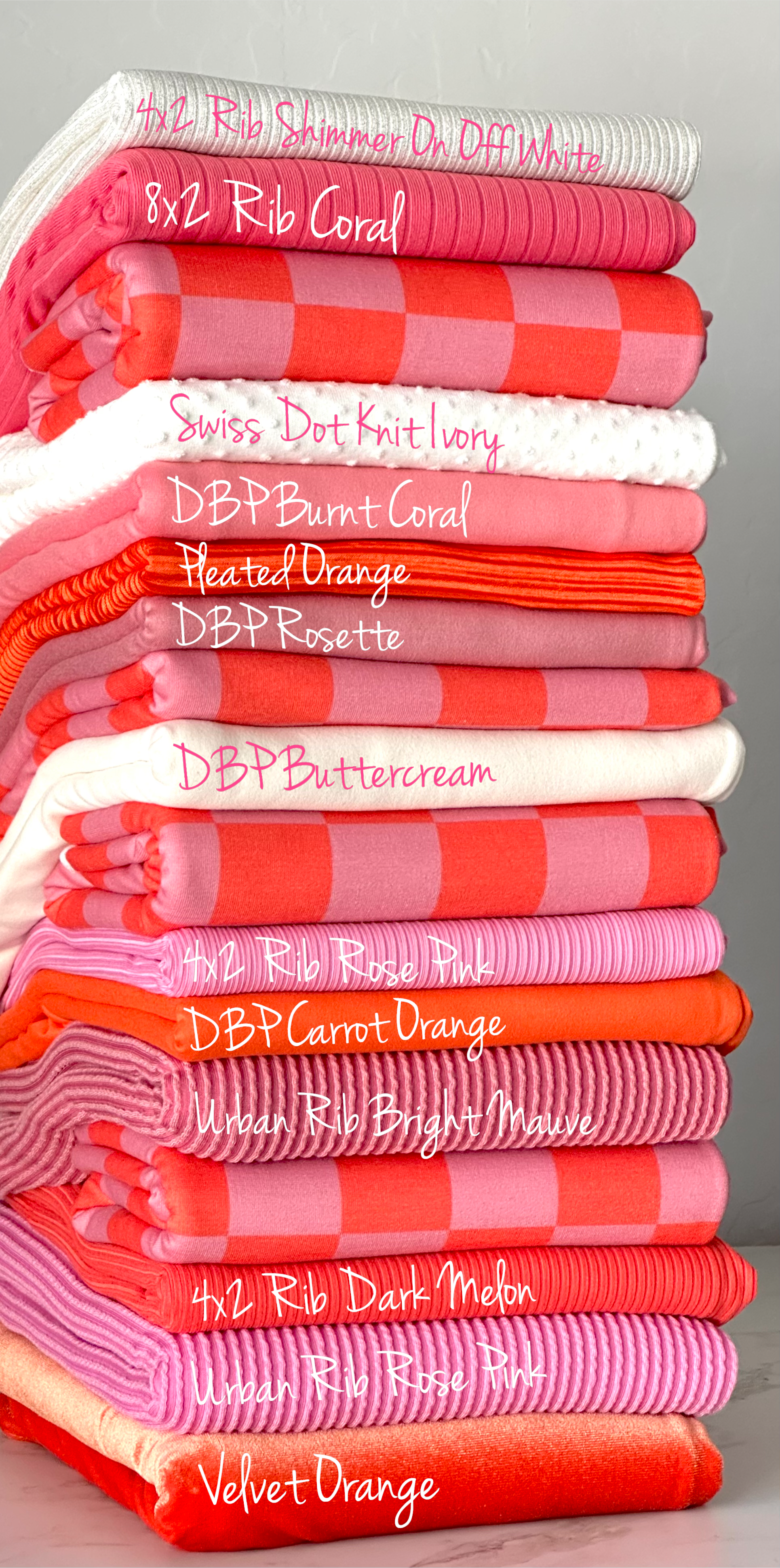 (FRENCH TERRY) ORANGE AND PINK CHECKERED