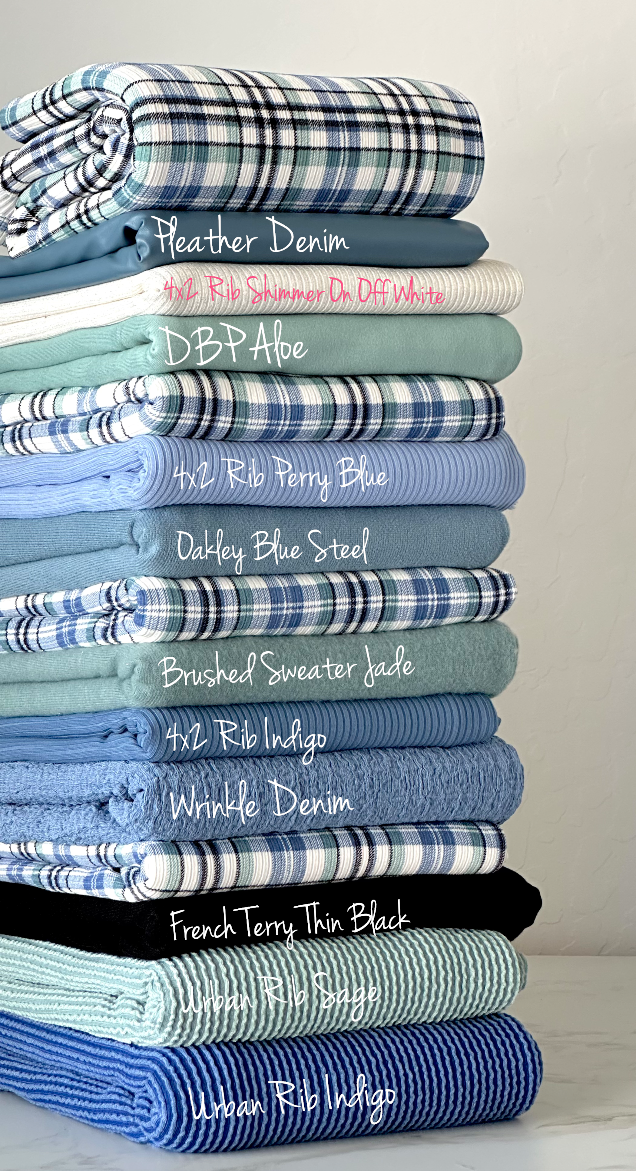 (RIB) BLUE, BLACK, AND WHITE PLAID