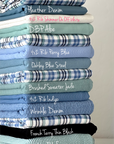 (RIB) BLUE, BLACK, AND WHITE PLAID