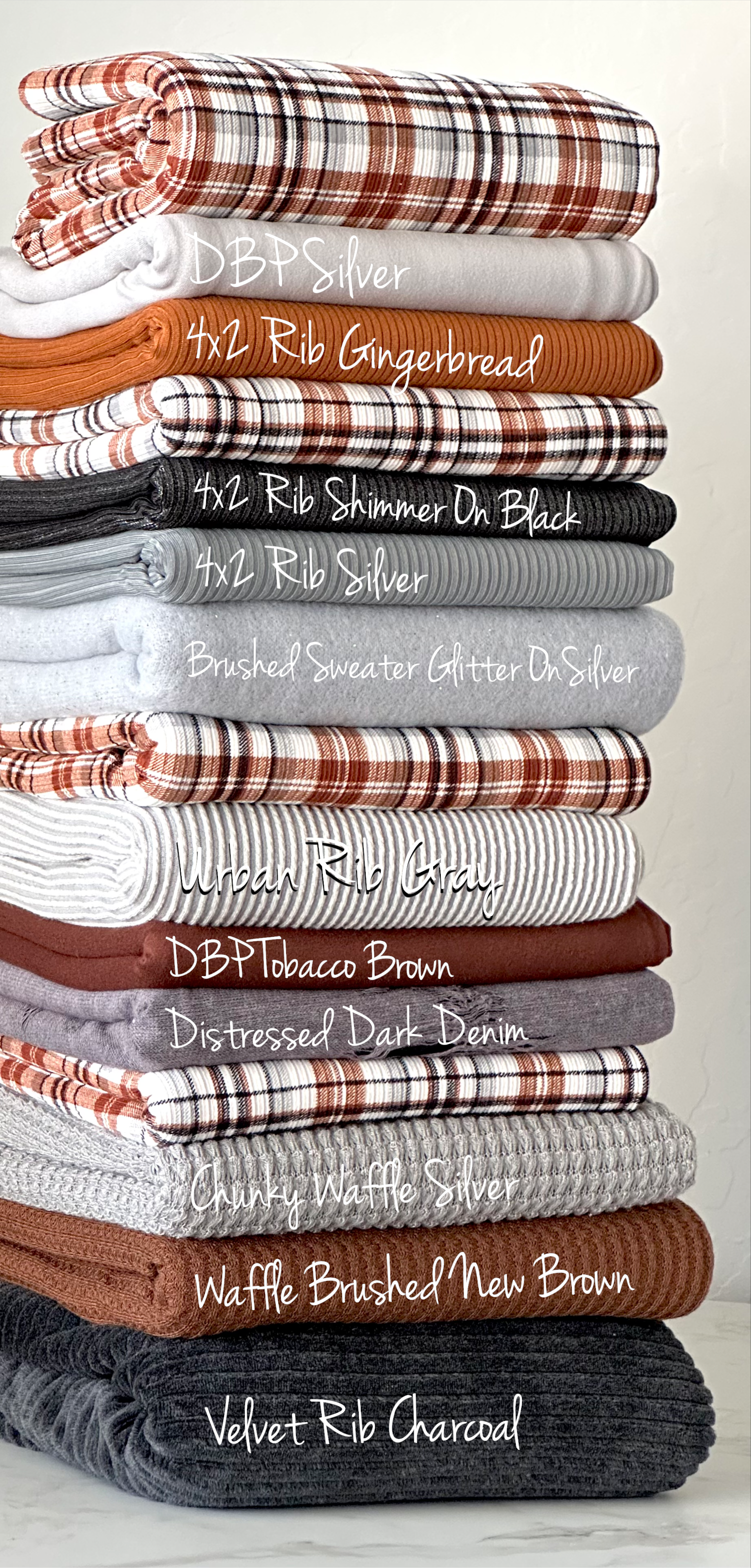 (RIB) BROWN, GRAY, BLACK AND OFF WHITE PLAID