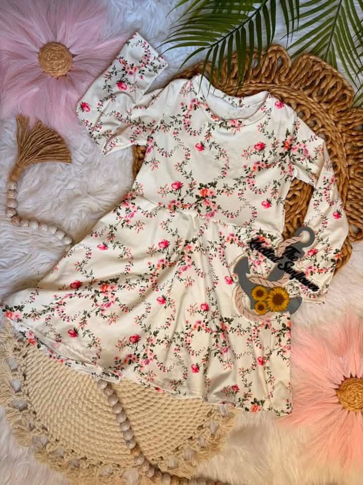 (DBP) BLUSH, CORAL AND PURPLE FLORAL ON IVORY