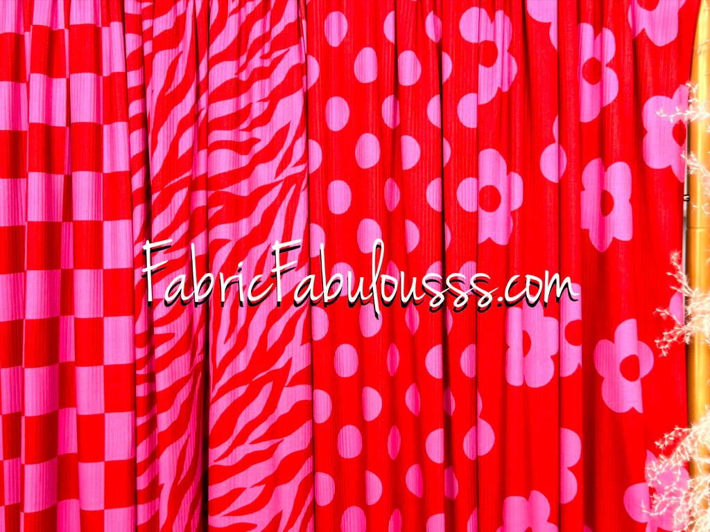 (4X2 YUMMY RIB) PINK AND RED MEDIUM CHECKERED