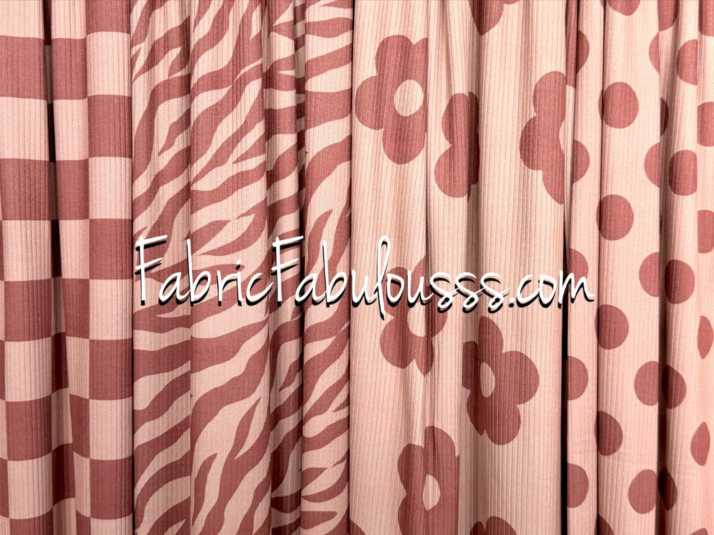 (4X2 YUMMY RIB) BROWN AND TAUPE MEDIUM CHECKERED
