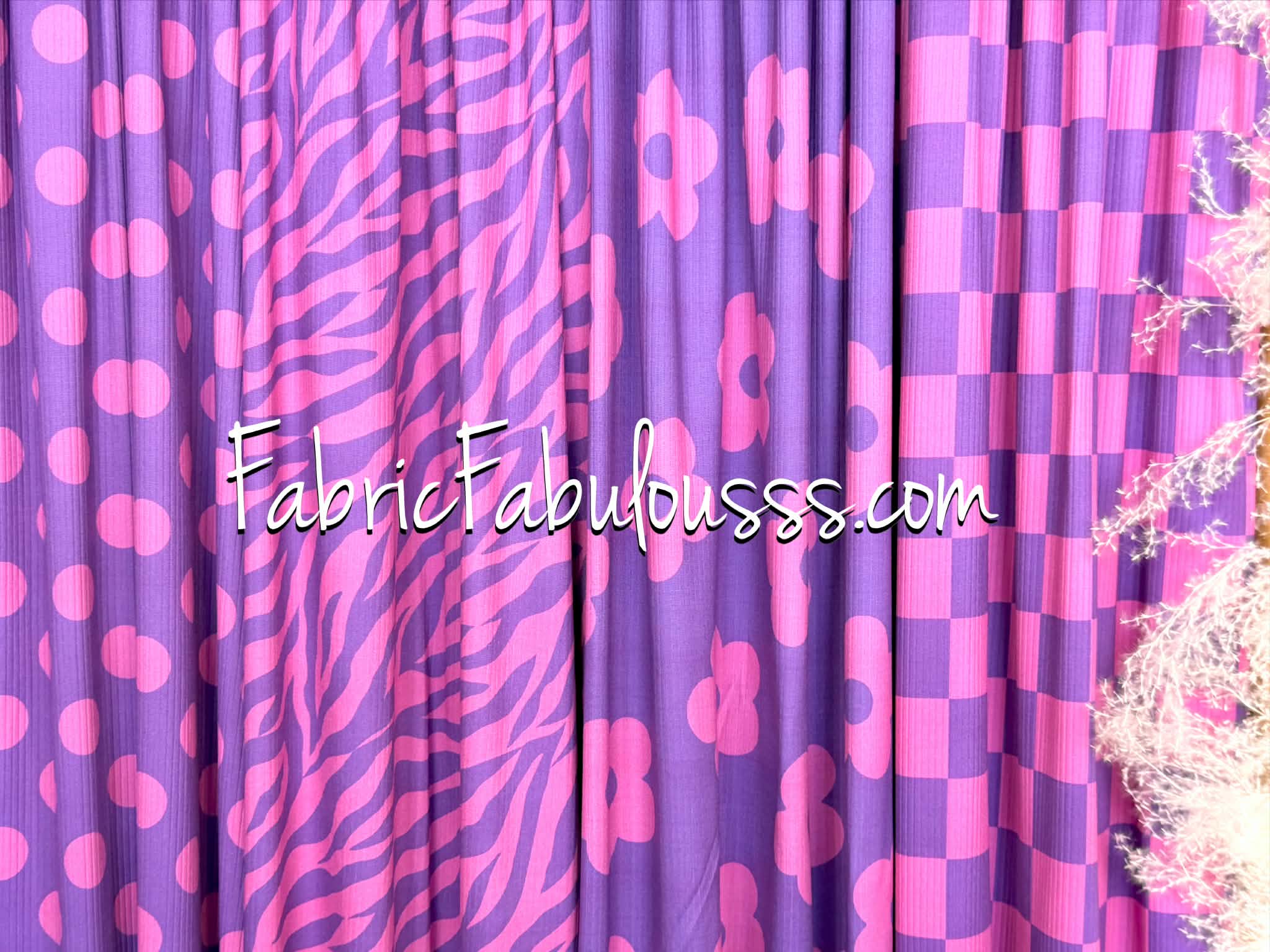 (4X2 YUMMY RIB) PINK AND PURPLE MEDIUM CHECKERED