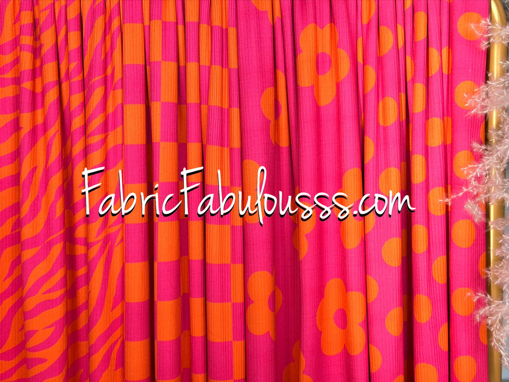 (4X2 YUMMY RIB) PINK AND ORANGE MEDIUM CHECKERED